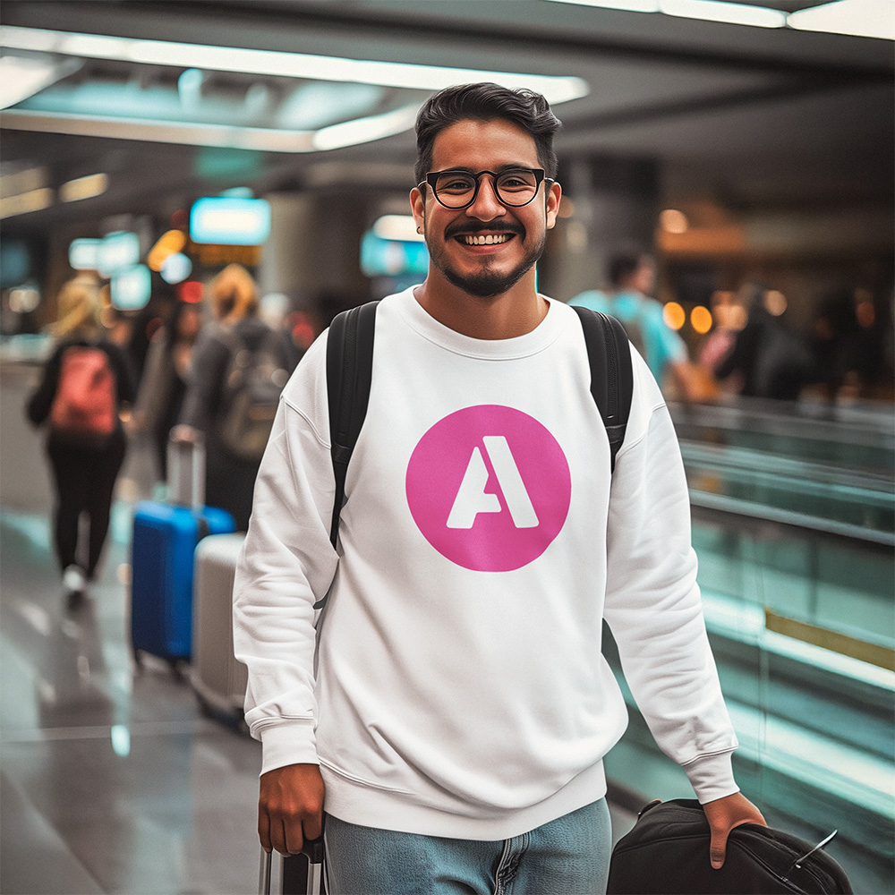AIFS Sweatshirt – Off‑White mit pinkem Logo