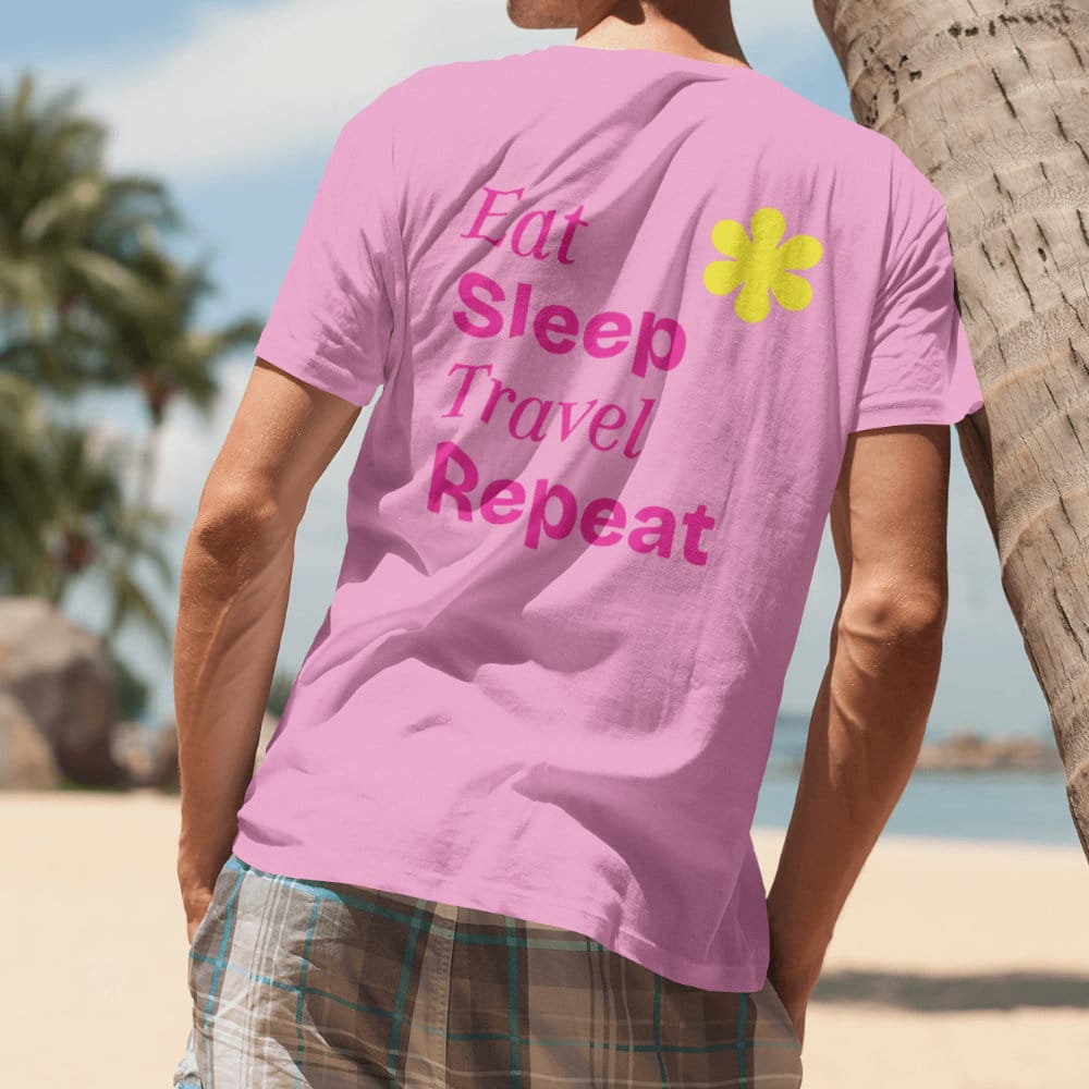 Eat. Sleep. Travel. Repeat. T-Shirt - Cotton Pink